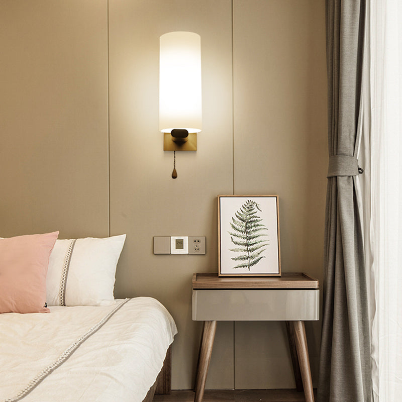 Japanese Style Wall Light Fixture Solid Wood Geometric Wall Sconce for Bedroom