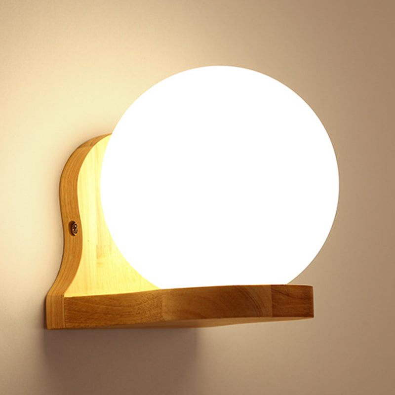 Japanese Style Wall Light Fixture Solid Wood Geometric Wall Sconce for Bedroom