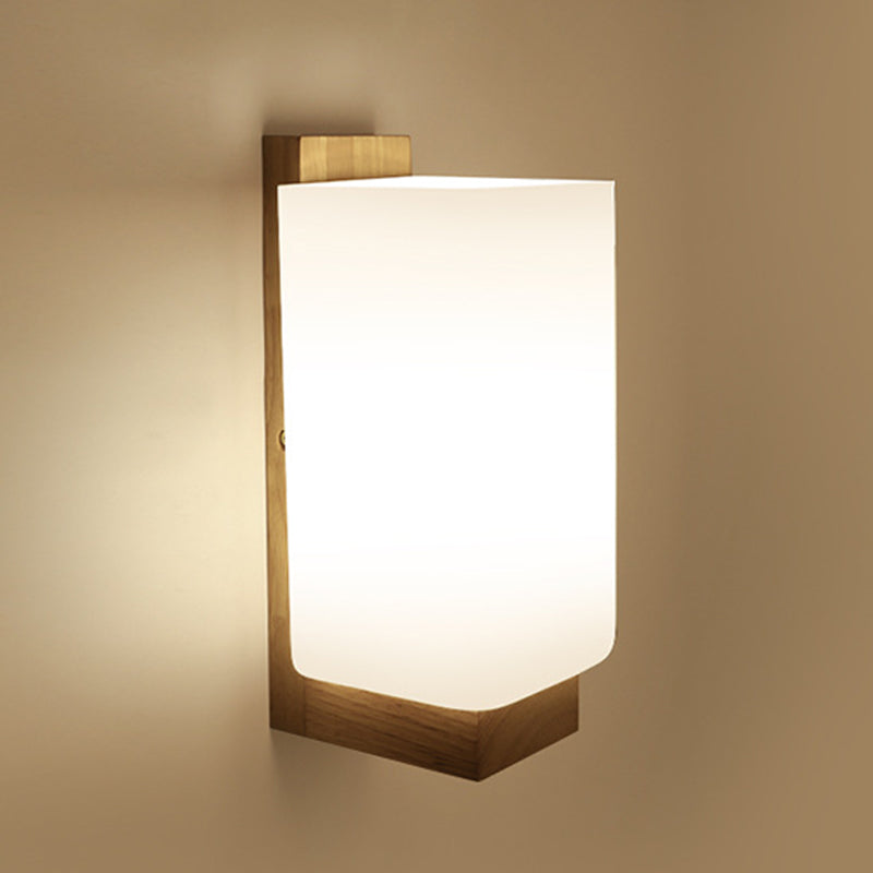 Japanese Style Wall Light Fixture Solid Wood Geometric Wall Sconce for Bedroom
