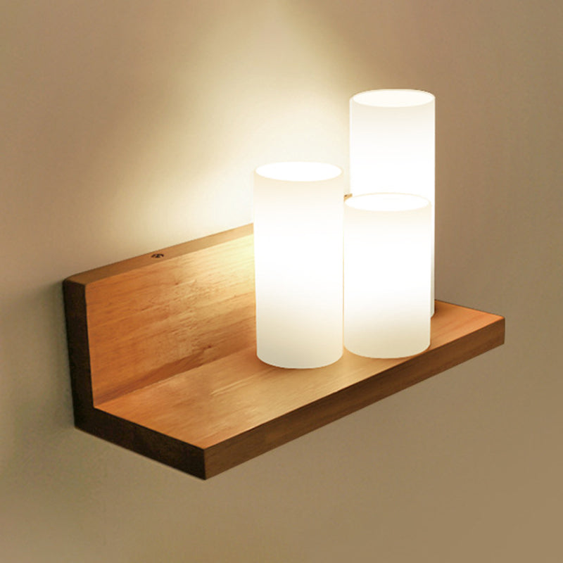 Japanese Style Wall Light Fixture Solid Wood Geometric Wall Sconce for Bedroom
