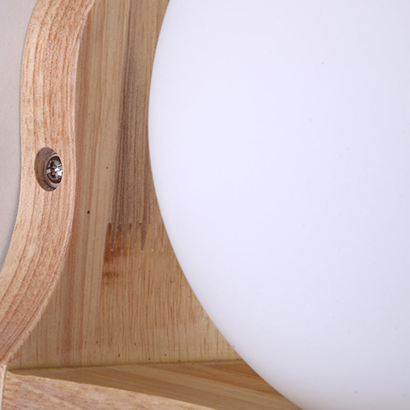 Japanese Style Wall Light Fixture Solid Wood Geometric Wall Sconce for Bedroom