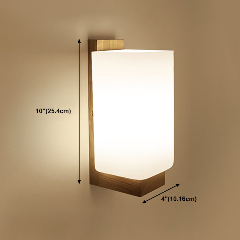 Japanese Style Wall Light Fixture Solid Wood Geometric Wall Sconce for Bedroom