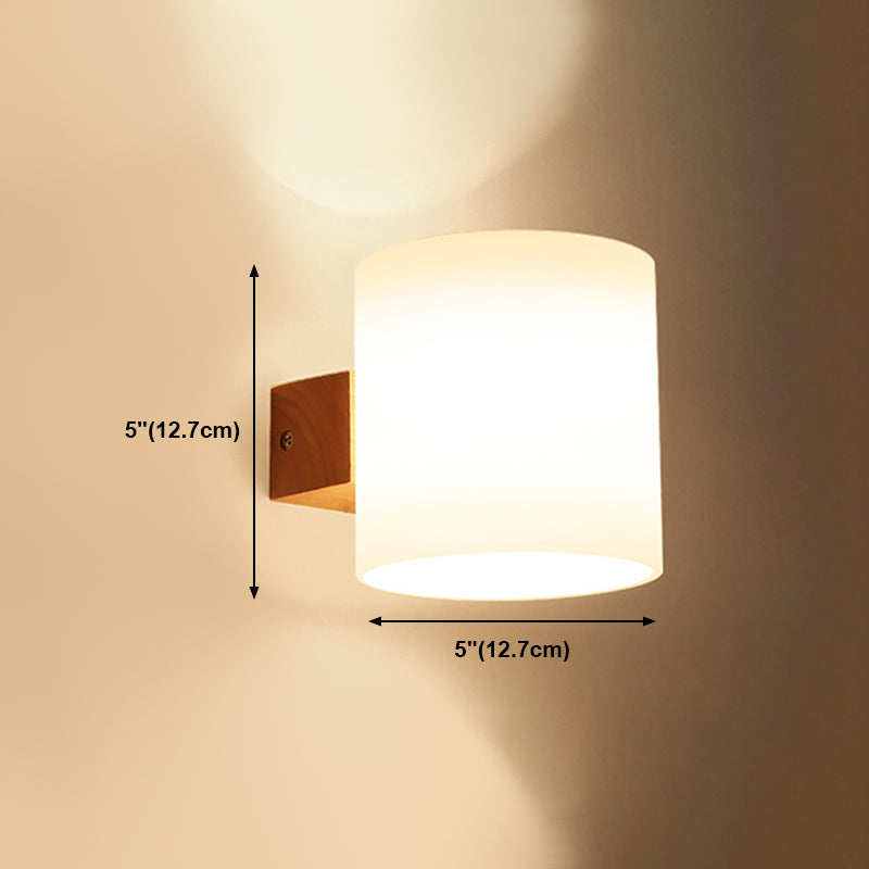 Japanese Style Wall Light Fixture Solid Wood Geometric Wall Sconce for Bedroom