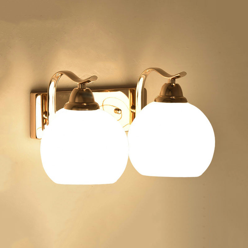 White Glass Dome Wall Lighting Fixture Modern Style Wall Light for Hallway