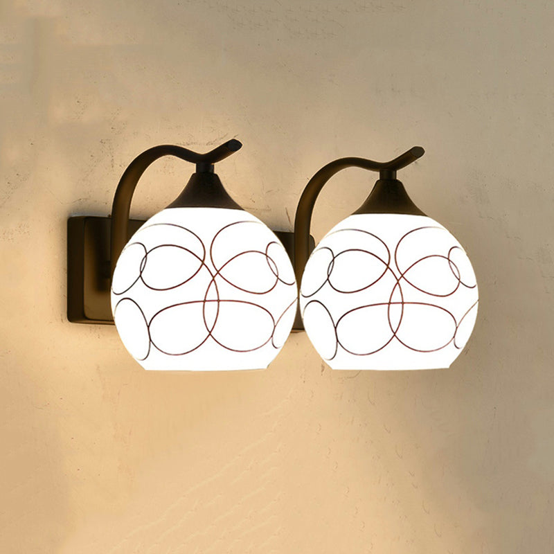 White Glass Dome Wall Lighting Fixture Modern Style Wall Light for Hallway