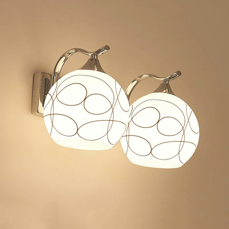 White Glass Dome Wall Lighting Fixture Modern Style Wall Light for Hallway