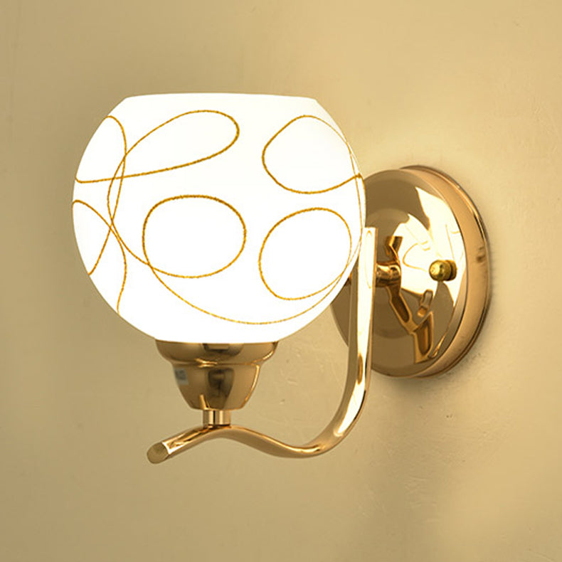 White Glass Dome Wall Lighting Fixture Modern Style Wall Light for Hallway