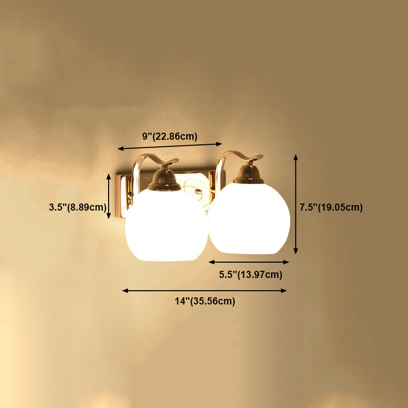 White Glass Dome Wall Lighting Fixture Modern Style Wall Light for Hallway