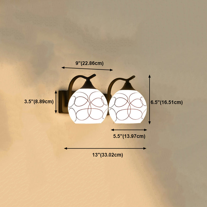 White Glass Dome Wall Lighting Fixture Modern Style Wall Light for Hallway