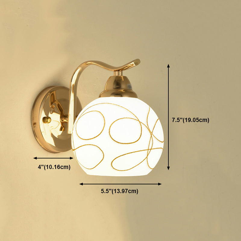 White Glass Dome Wall Lighting Fixture Modern Style Wall Light for Hallway