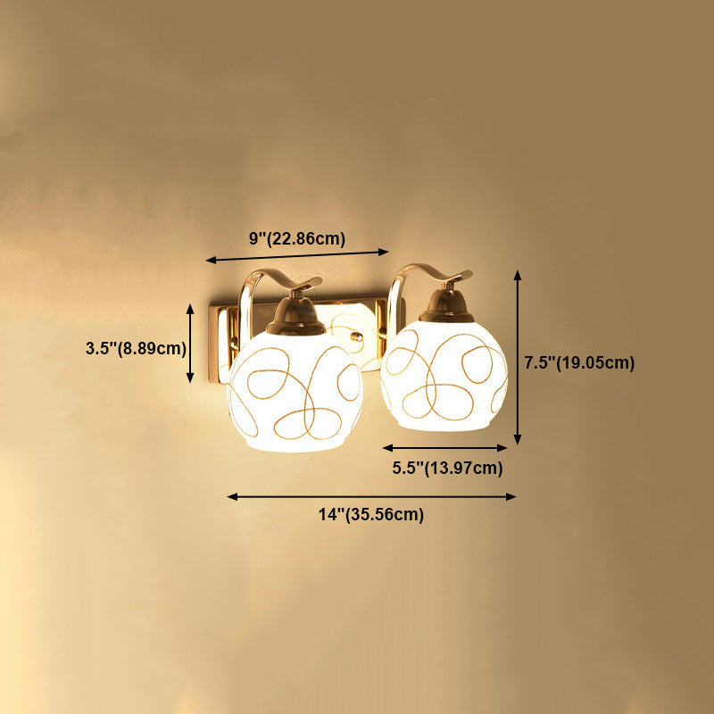 White Glass Dome Wall Lighting Fixture Modern Style Wall Light for Hallway