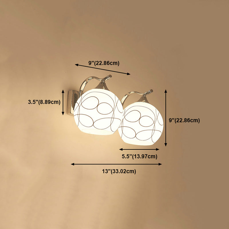 White Glass Dome Wall Lighting Fixture Modern Style Wall Light for Hallway