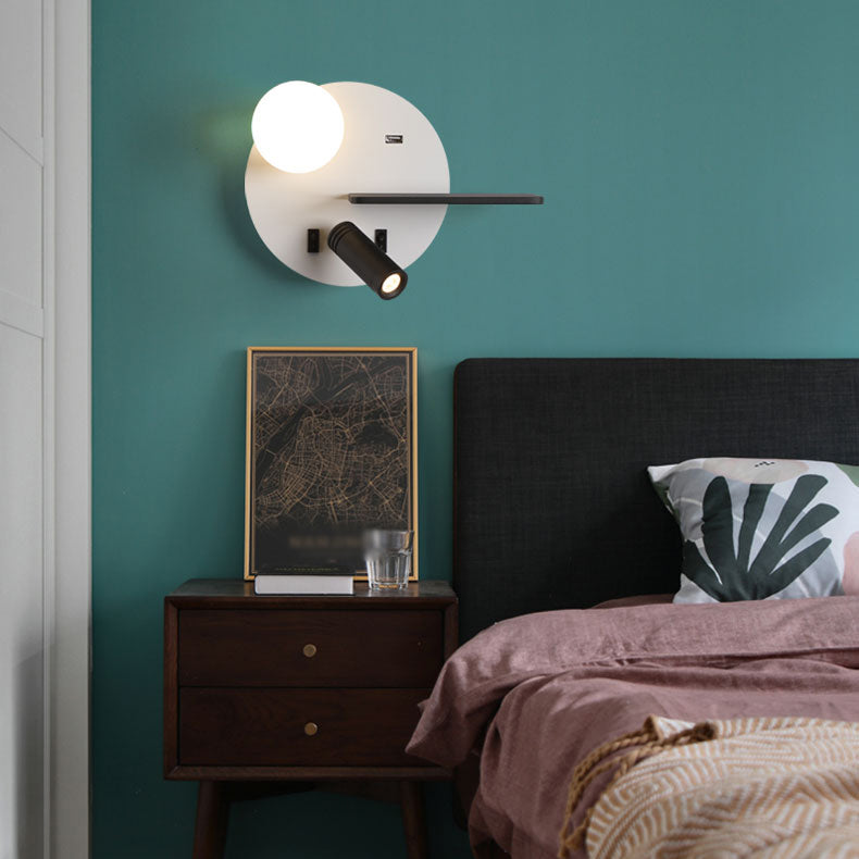 Runde USB -Lesemandlampe Nordic Metallic LED -Walllicht am Nacht