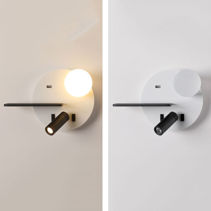 Runde USB -Lesemandlampe Nordic Metallic LED -Walllicht am Nacht
