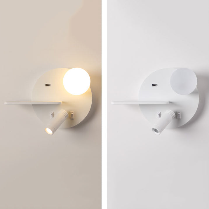 Runde USB -Lesemandlampe Nordic Metallic LED -Walllicht am Nacht