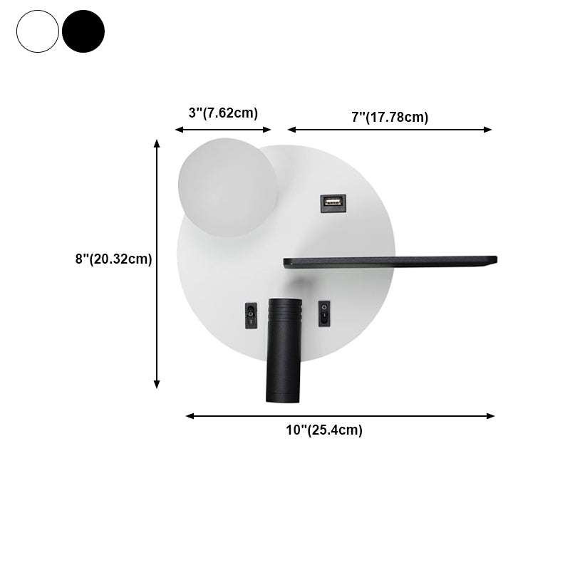 Runde USB -Lesemandlampe Nordic Metallic LED -Walllicht am Nacht