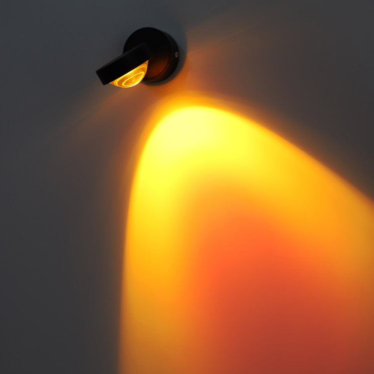 Black Sunset Projector Wall Lamp Decorative LED Metal Sconce Light with Swivel