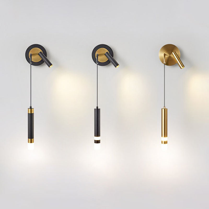 Röhrchenförmige LED -Wandlampe Postmoderne Metall -Nacht -Lesen Wandleuchte mit einstellbarem Kabel
