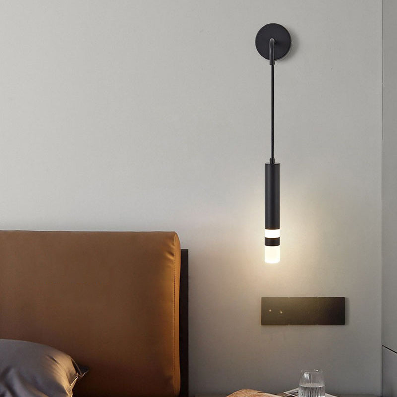Röhrchenförmige LED -Wandlampe Postmoderne Metall -Nacht -Lesen Wandleuchte mit einstellbarem Kabel