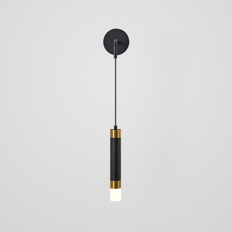 Tube Shaped LED Wall Lamp Postmodern Metal Bedside Reading Wall Light with Adjustable Cord