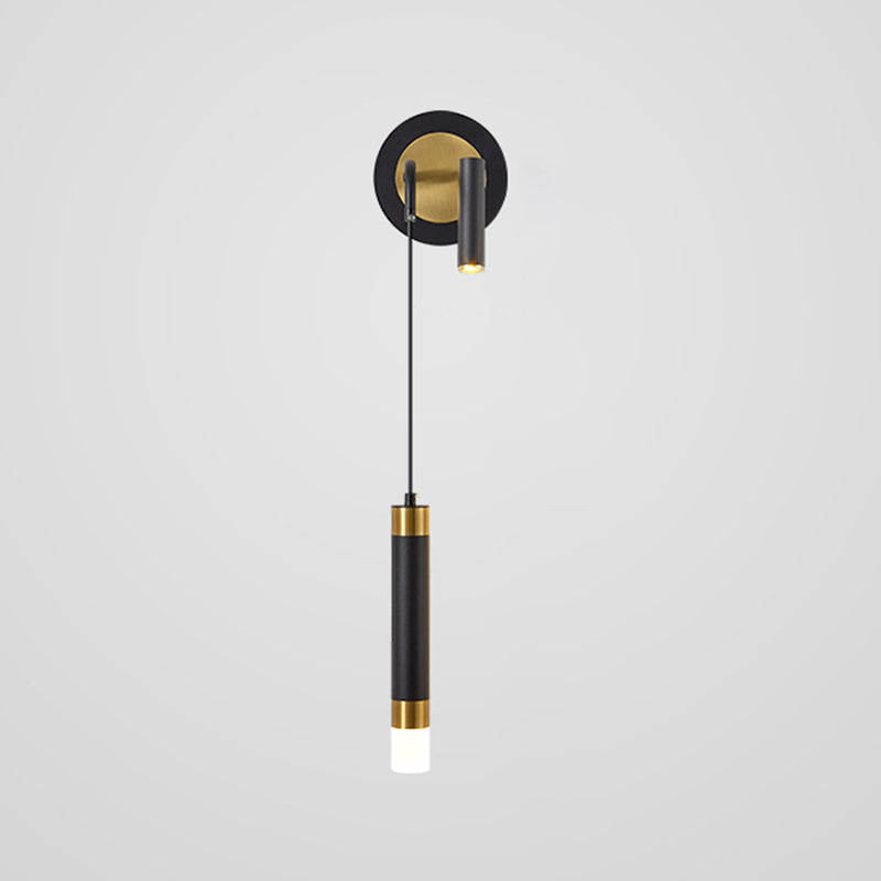 Röhrchenförmige LED -Wandlampe Postmoderne Metall -Nacht -Lesen Wandleuchte mit einstellbarem Kabel