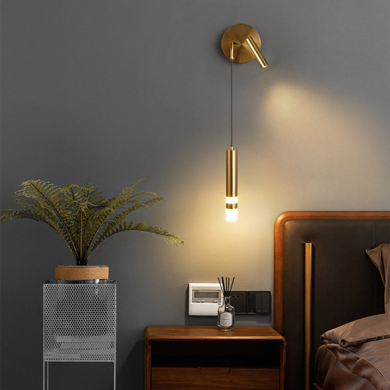 Röhrchenförmige LED -Wandlampe Postmoderne Metall -Nacht -Lesen Wandleuchte mit einstellbarem Kabel