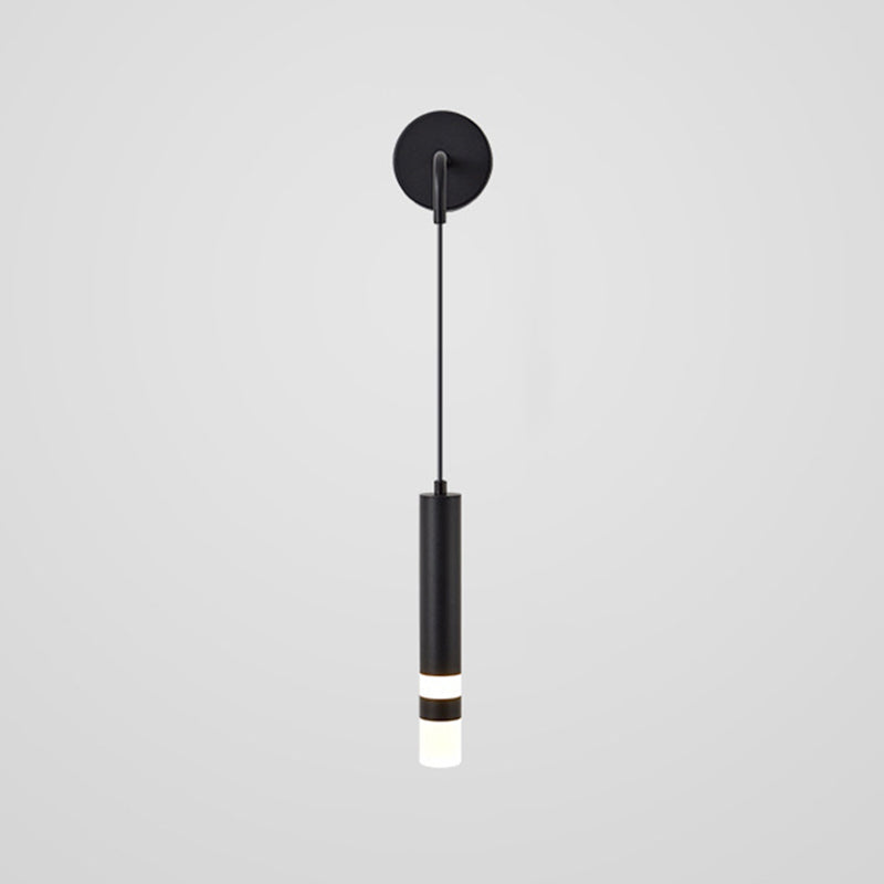 Tube Shaped LED Wall Lamp Postmodern Metal Bedside Reading Wall Light with Adjustable Cord