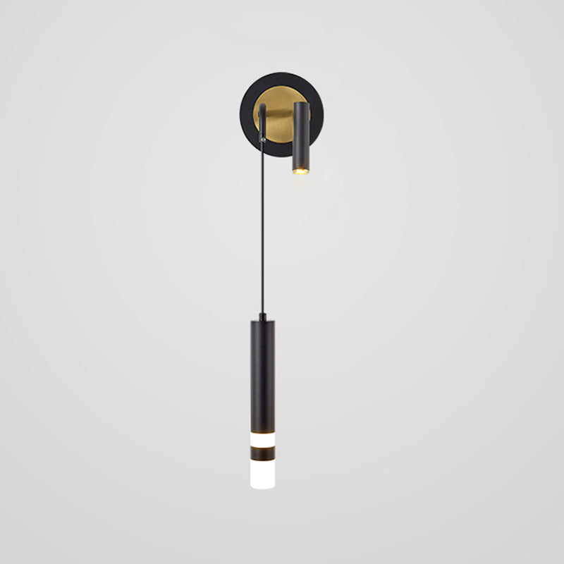 Röhrchenförmige LED -Wandlampe Postmoderne Metall -Nacht -Lesen Wandleuchte mit einstellbarem Kabel