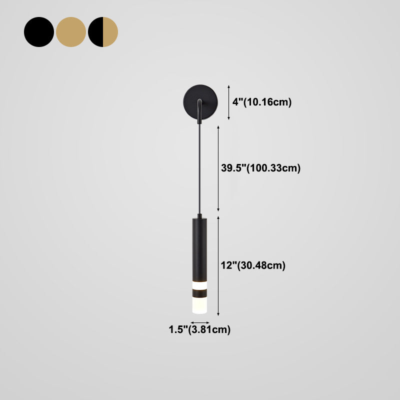 Röhrchenförmige LED -Wandlampe Postmoderne Metall -Nacht -Lesen Wandleuchte mit einstellbarem Kabel