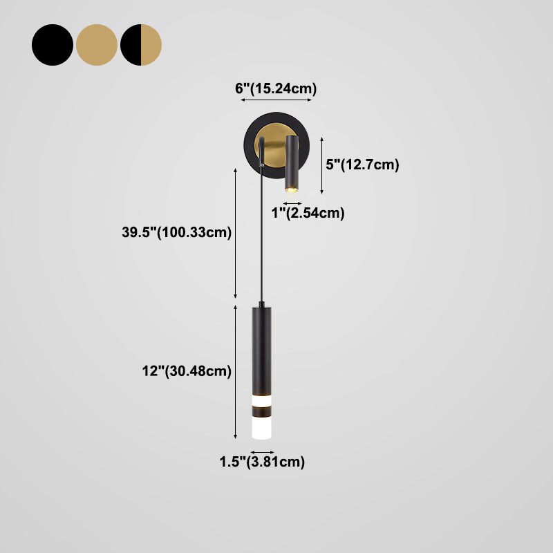 Röhrchenförmige LED -Wandlampe Postmoderne Metall -Nacht -Lesen Wandleuchte mit einstellbarem Kabel