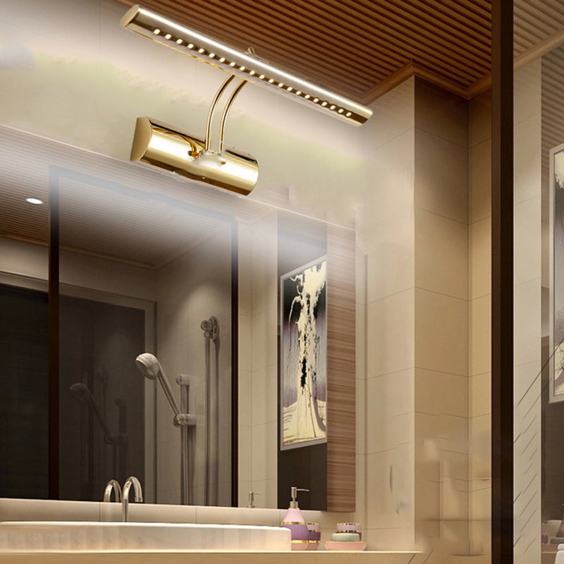 Aplicación de baño giratoria de baño posmoderna de acero inoxidable tocador LED de pared de la pared de la pared