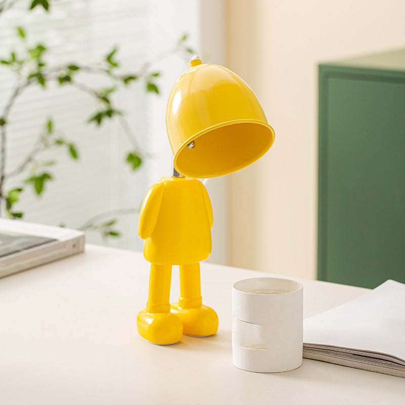 Macaron Robot Table Lampada in metallo Cera da letto a bulbo singola