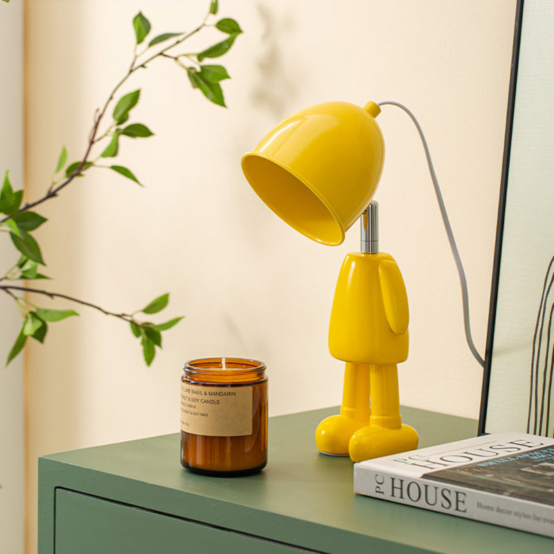 Macaron Robot Table Lampada in metallo Cera da letto a bulbo singola