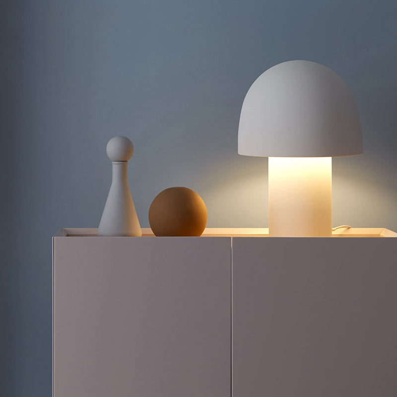 Mushroom Shaped Bedroom Table Lamp Metallic 1-Light Macaron Style Night Light