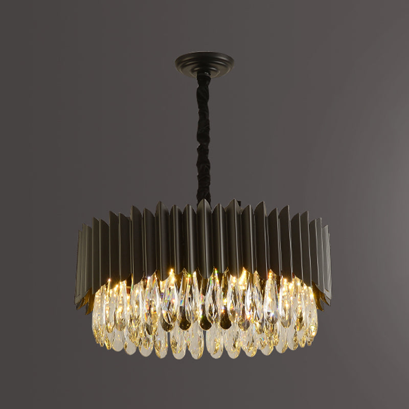 Schwarzer Anhänger Licht moderner Stil Metallkristall Kronleuchter Licht für Wohnzimmer