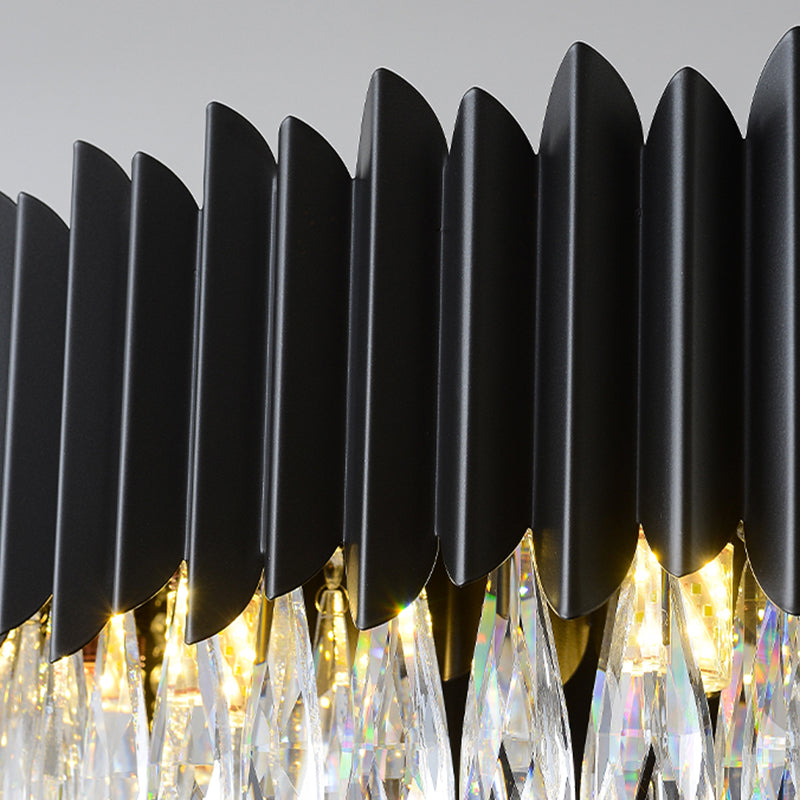 Schwarzer Anhänger Licht moderner Stil Metallkristall Kronleuchter Licht für Wohnzimmer