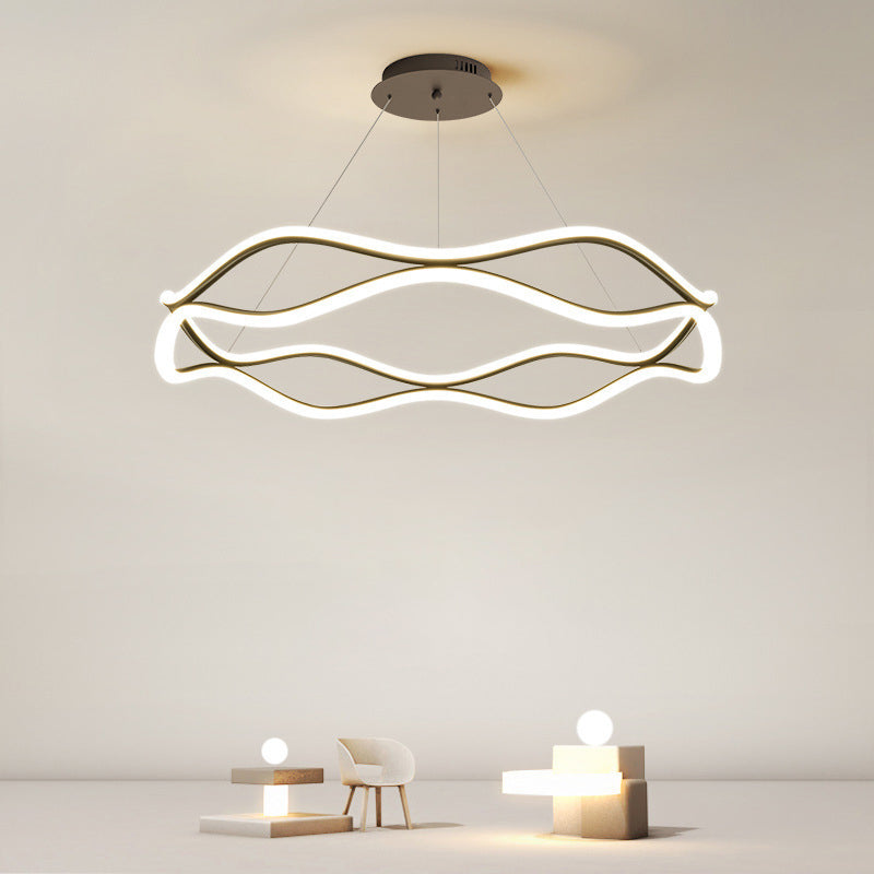 Linear Shape Metal Pendant Light Fixtures Modern Style 2-Light Hanging Light Fixtures