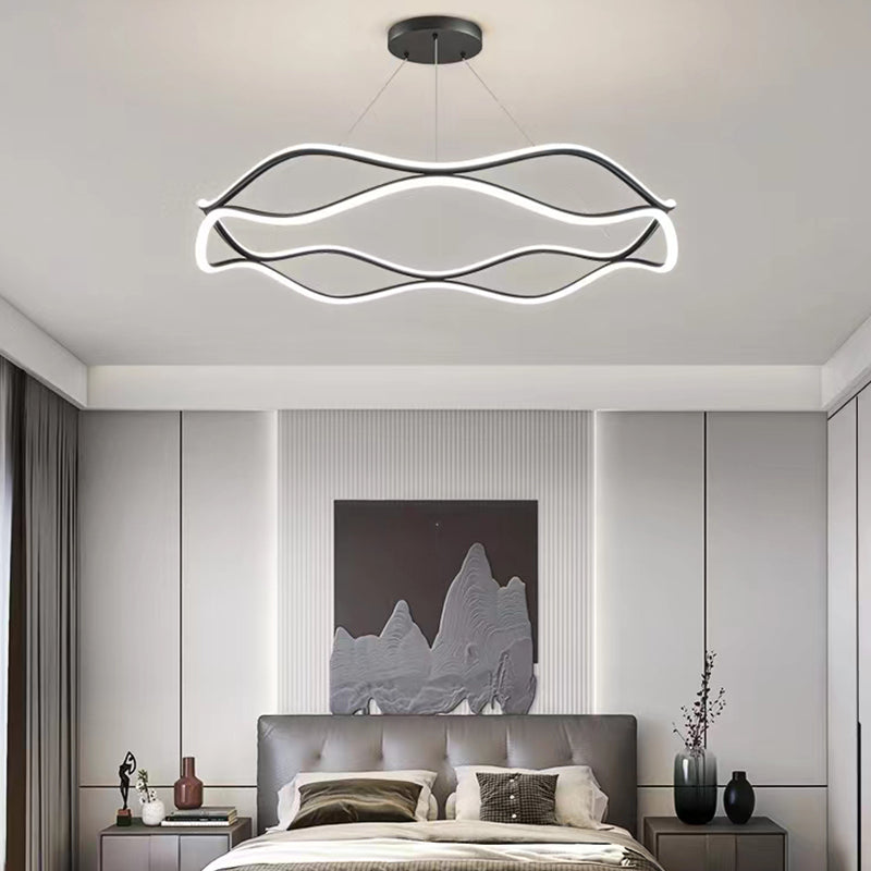 Linear Shape Metal Pendant Light Fixtures Modern Style 2-Light Hanging Light Fixtures
