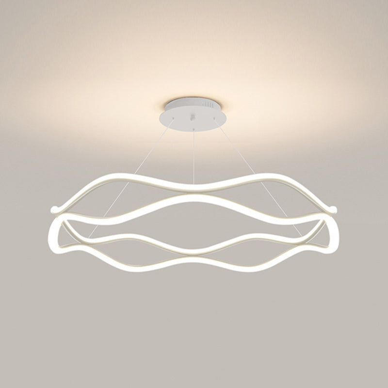 Linear Shape Metal Pendant Light Fixtures Modern Style 2-Light Hanging Light Fixtures
