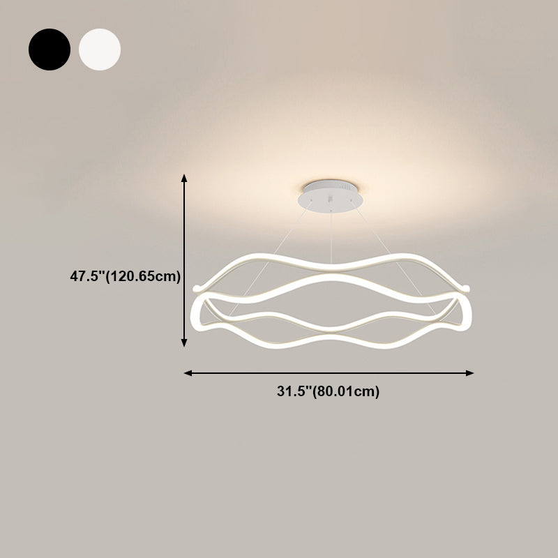 Linear Shape Metal Pendant Light Fixtures Modern Style 2-Light Hanging Light Fixtures