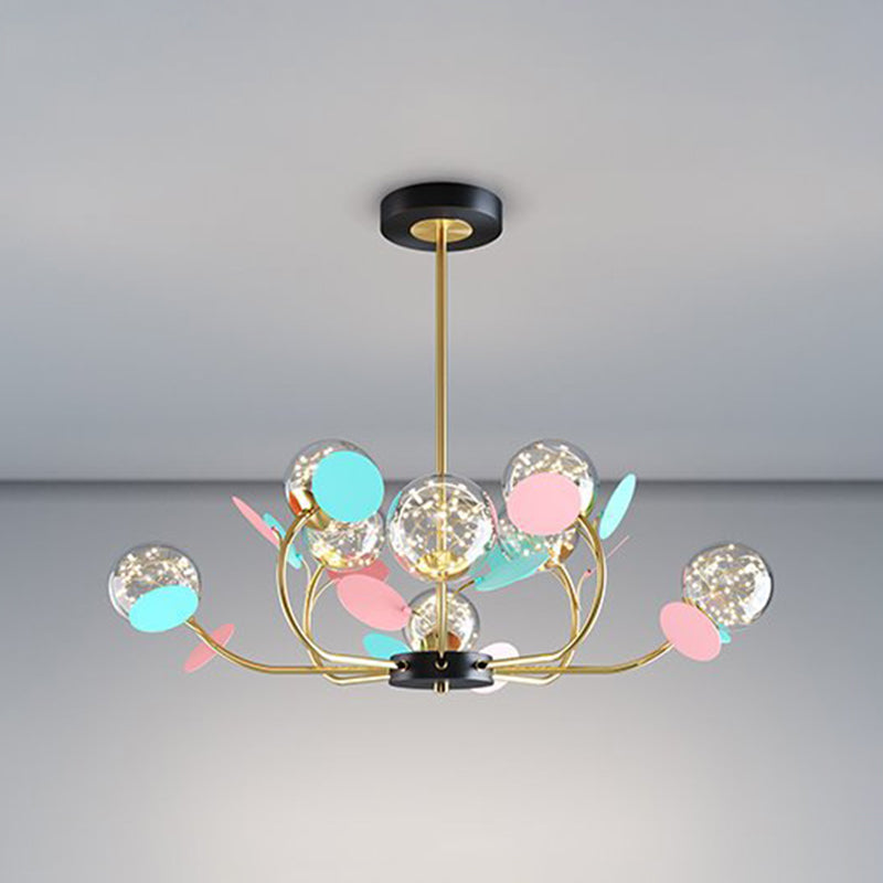 Lámpara de araña de forma esférica de estilo moderno de vidrio múltiple luz colgante para cocina