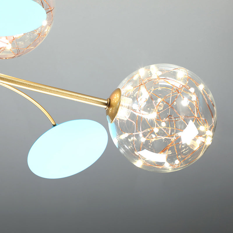 Kugelförmige Form Kronleuchter leichter moderne Glasglas Multi -Licht hängende Licht für die Küche