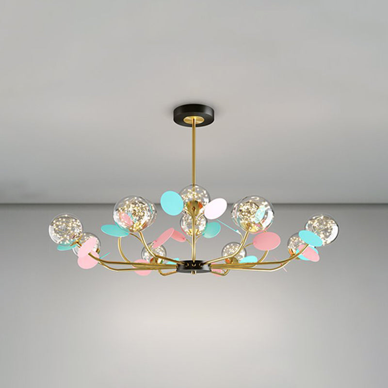 Lámpara de araña de forma esférica de estilo moderno de vidrio múltiple luz colgante para cocina