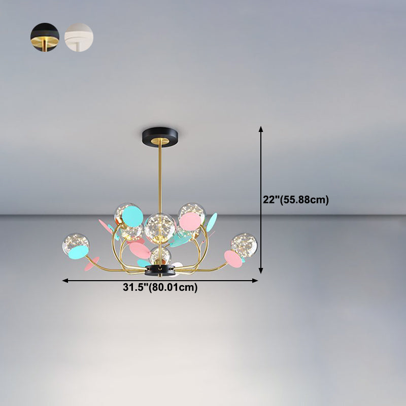Lámpara de araña de forma esférica de estilo moderno de vidrio múltiple luz colgante para cocina