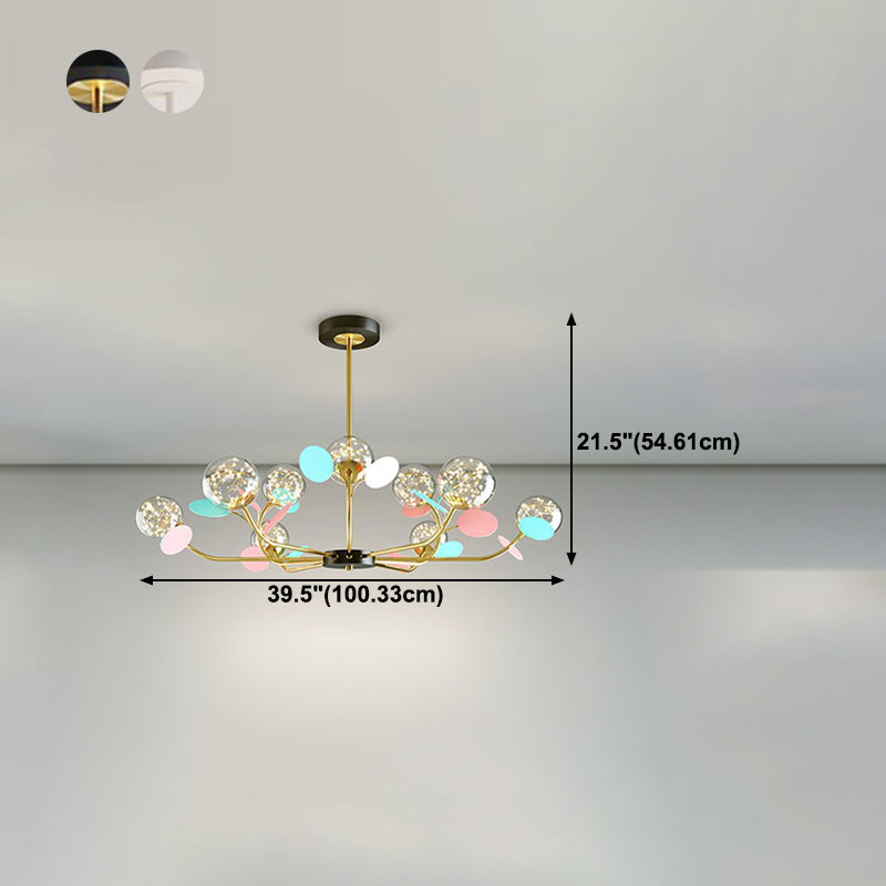 Lámpara de araña de forma esférica de estilo moderno de vidrio múltiple luz colgante para cocina