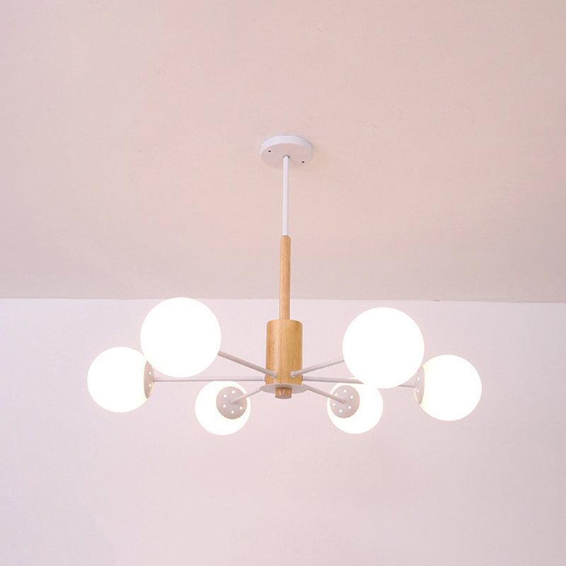 Kugelförmige Form Kronleuchter leichter moderne Glasglas Multi -Licht -Hanglampe für das Lernen
