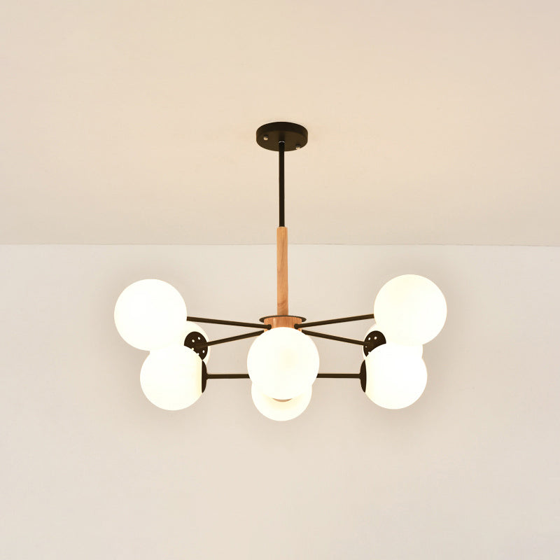 Spherical Shape Chandelier Light Modern Style Glass Multi Light Hanging Lamp for Study