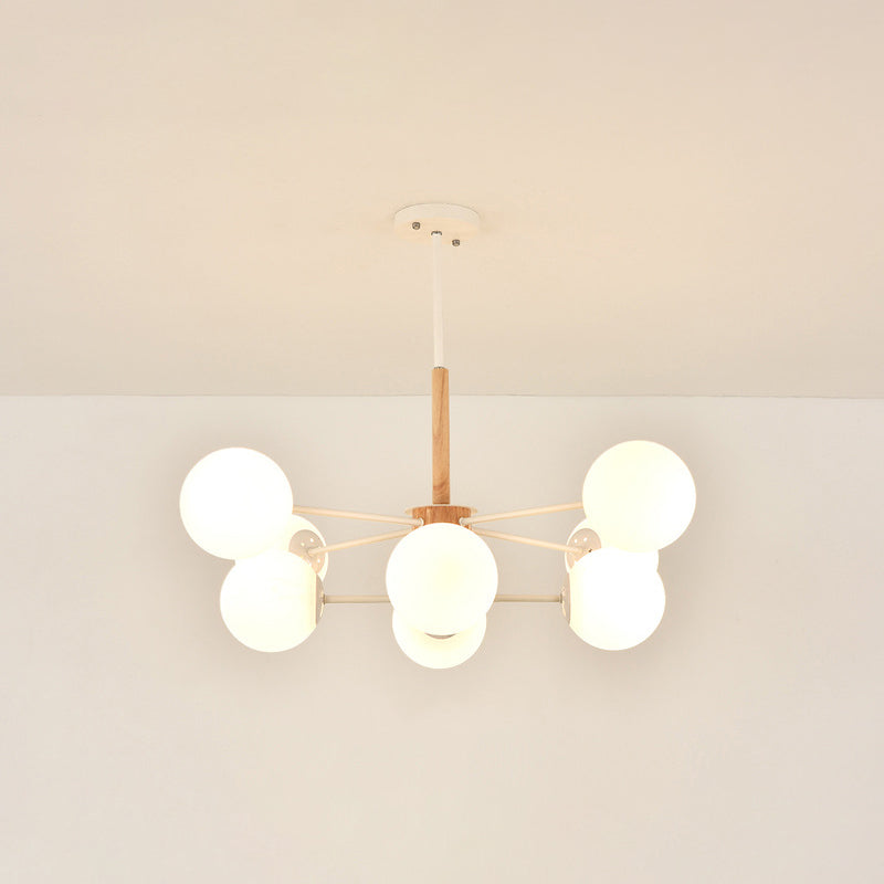 Spherical Shape Chandelier Light Modern Style Glass Multi Light Hanging Lamp for Study