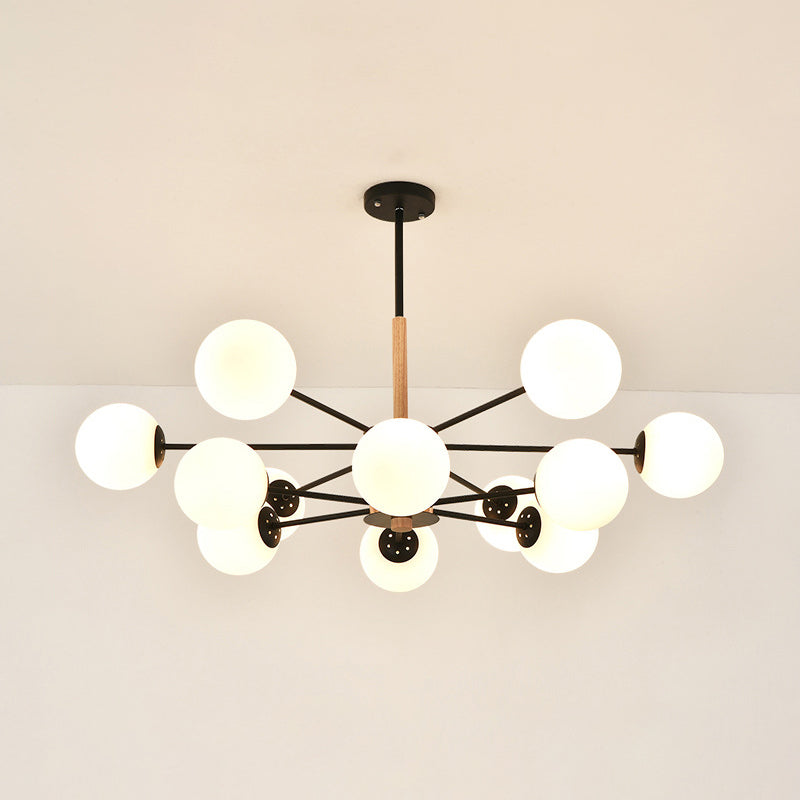 Spherical Shape Chandelier Light Modern Style Glass Multi Light Hanging Lamp for Study