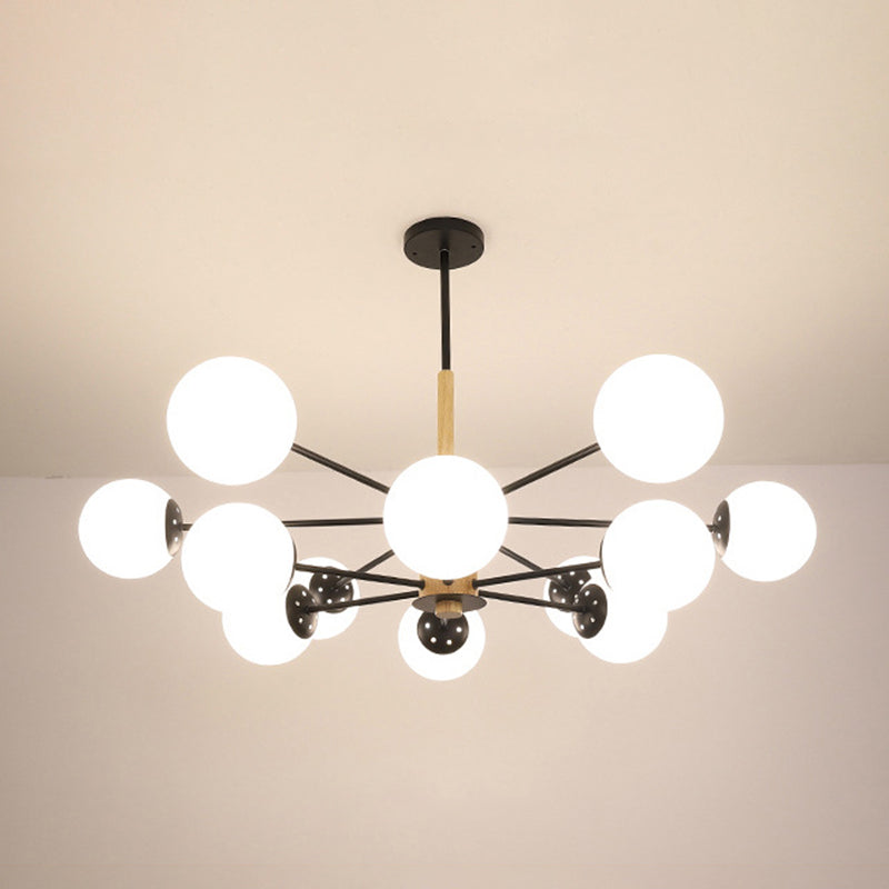 Spherical Shape Chandelier Light Modern Style Glass Multi Light Hanging Lamp for Study